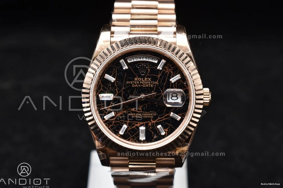 A President DayDate Dial GMF Crystal RG 904L Bracelet 40 Steel Markers 706 On Meteorite Bright 0506